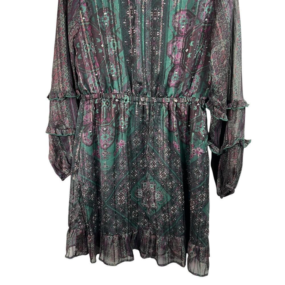 Frye & Co LS Floral Fit & Flare Button Front Dress Medium - Picture 14 of 16